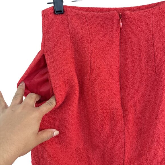 Vintage Christian Dior Womens Red Wool Skirt Suit Set 2P Jacket & Skirt USA - Picture 8 of 16